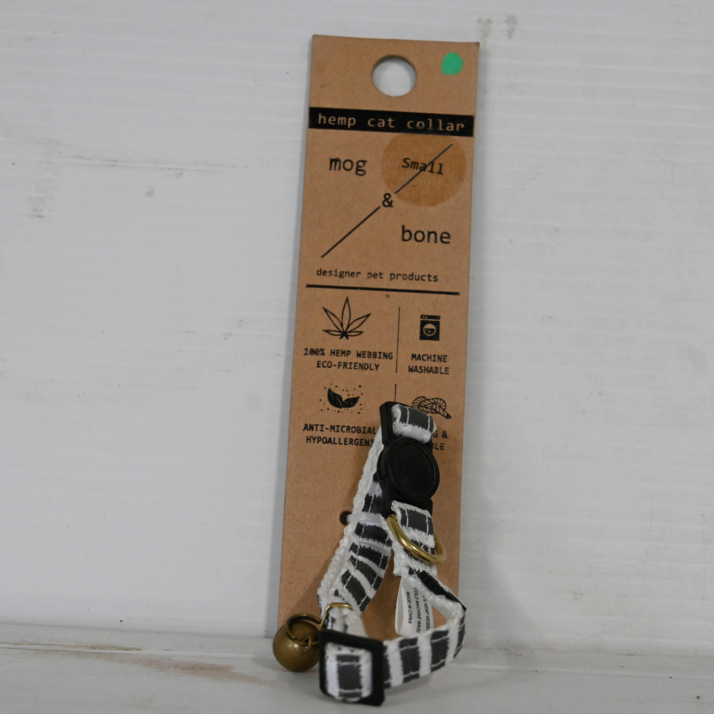 Mog & Bone Hemp Cat Collar Charcoal Hampton Stripe