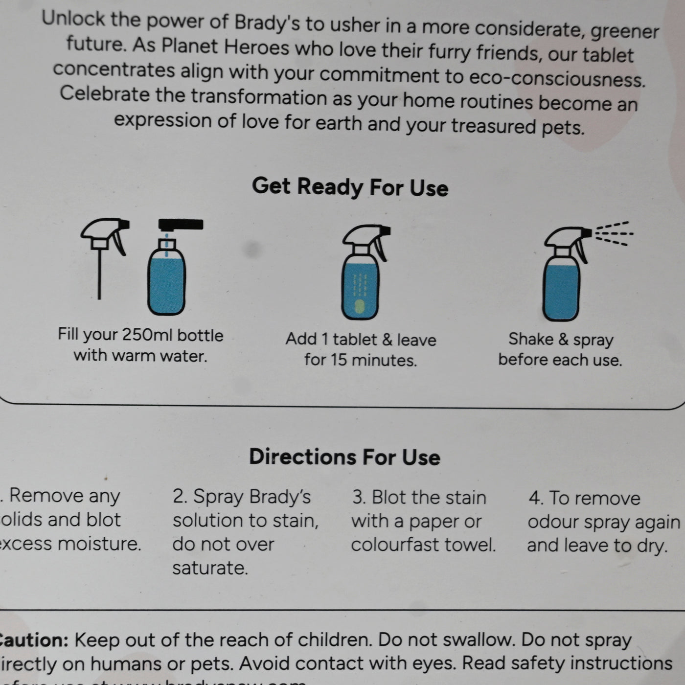 Bradys Pet Urine Stain Odour Remover Tablets - Makes 500ml